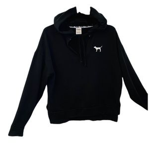 Pink Victoria’s Secret Crop Hoodie Black XSmall